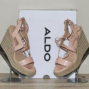 New in Box ALDO Oxandra Pink Ankle Wrap Espadrille